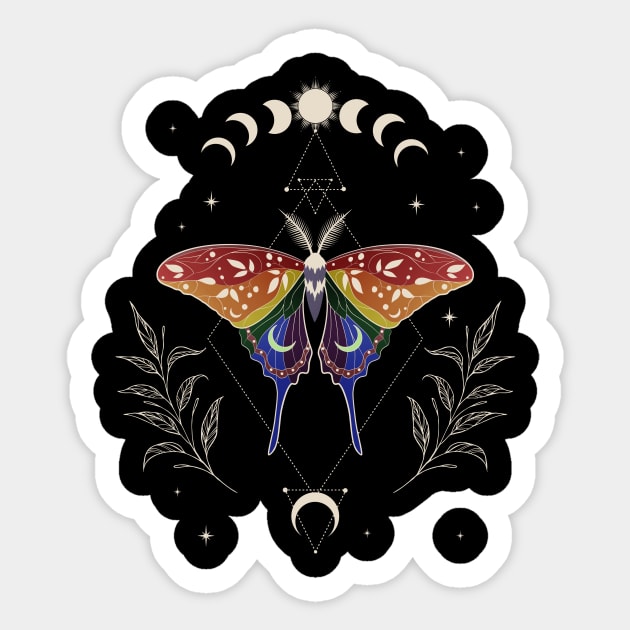 Rainbow Luna Moth LGBT Gay Pride Flag Sticker by Psitta